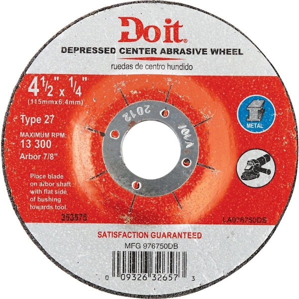 All-Source Type 27 4-1/2 In. x 1/4 In. x 7/8 In. Metal Cut-Off Wheel 976750DB - main